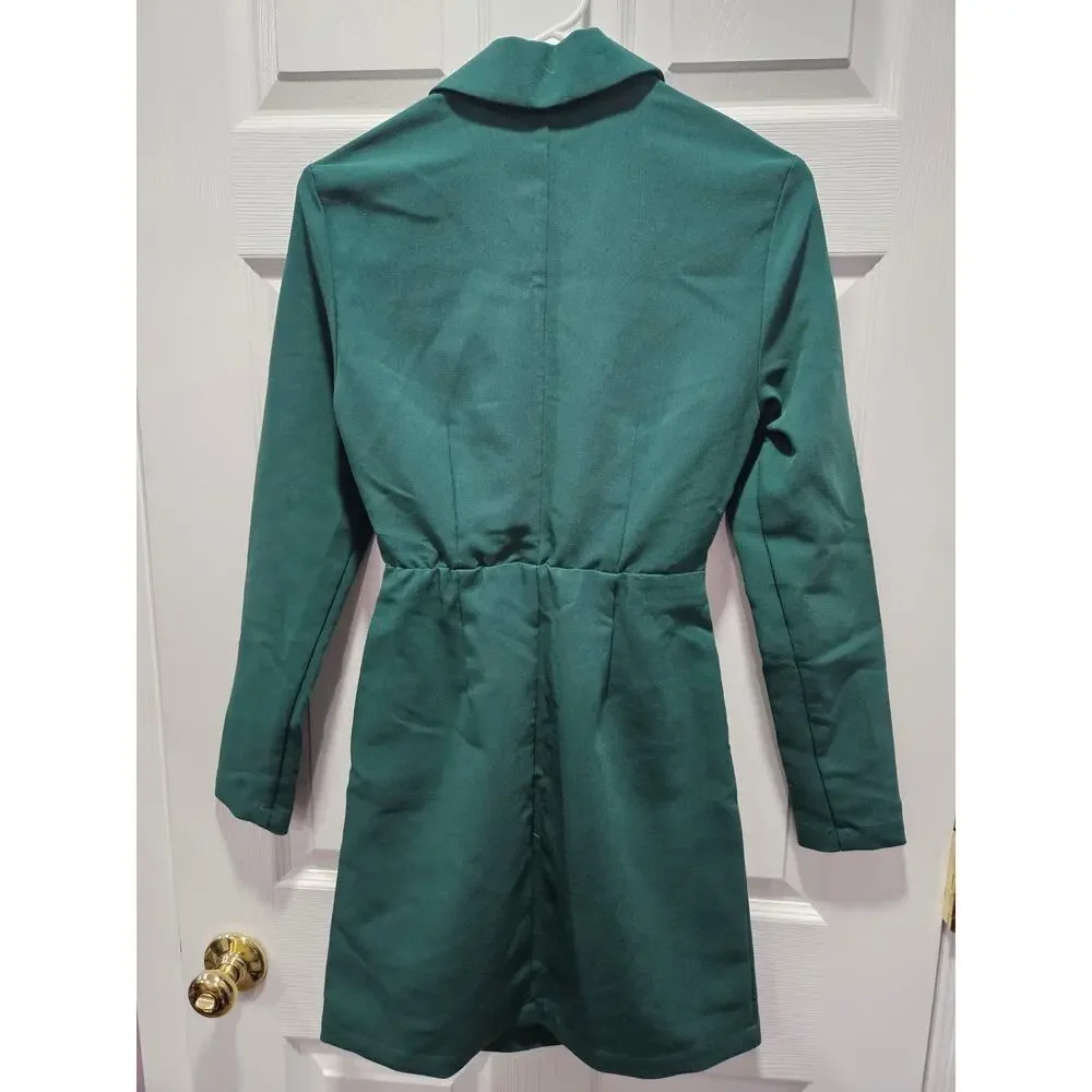 Abercrombie & Fitch Green Wrap-front Cutout Blazer Dress Size XS - Picture 4 of 6